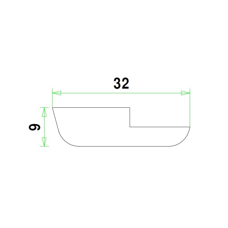 Meranti glaslat 9x32  mm,  wit