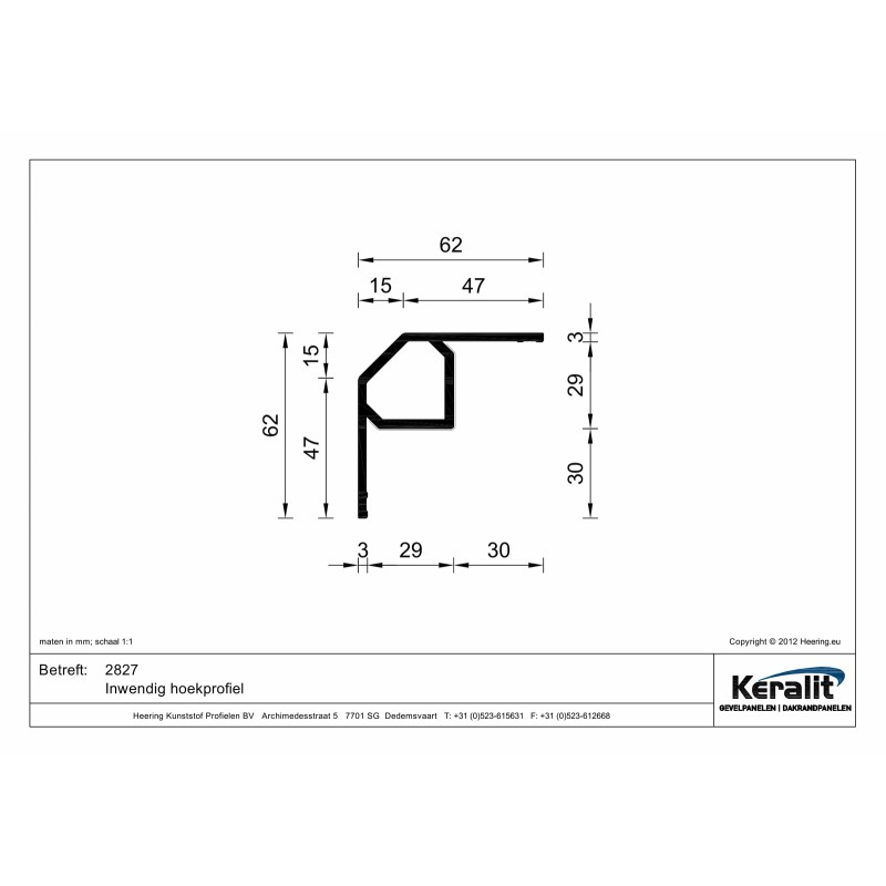 Keralit inwendig hoekprofiel