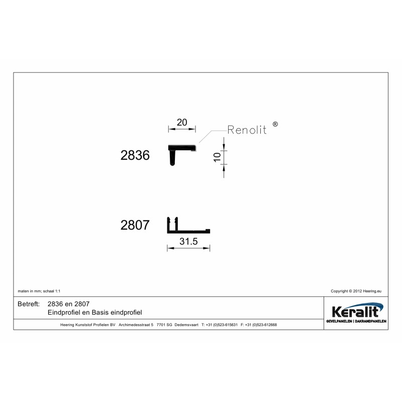 Keralit eindprofiel 10 mm Keralit eindprofiel 10 mm
