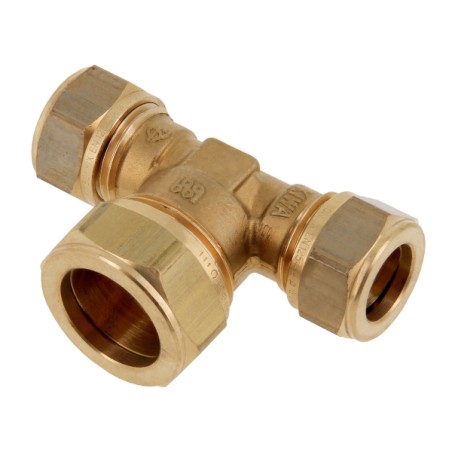 Messing knel t-stuk verlopend