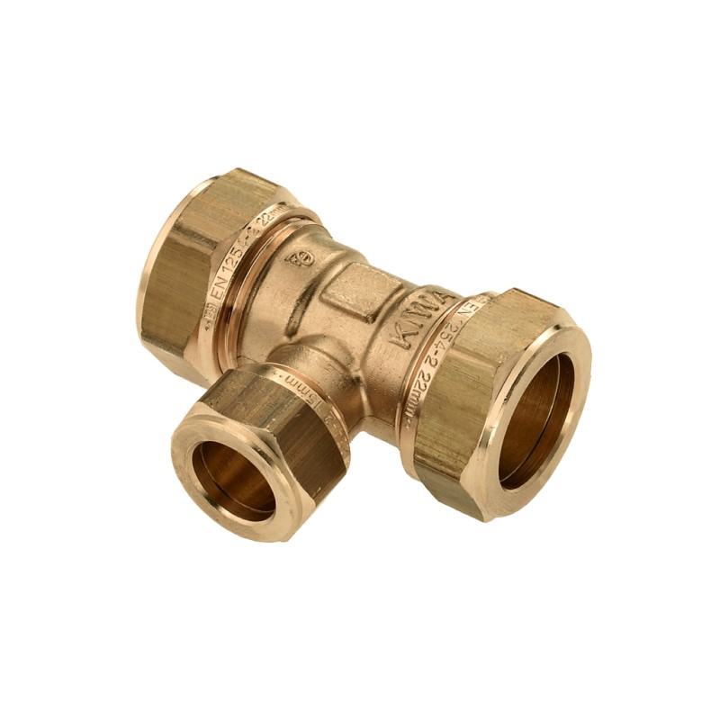 Messing knel t-stuk verlopend
