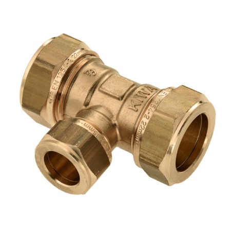 Messing knel t-stuk verlopend