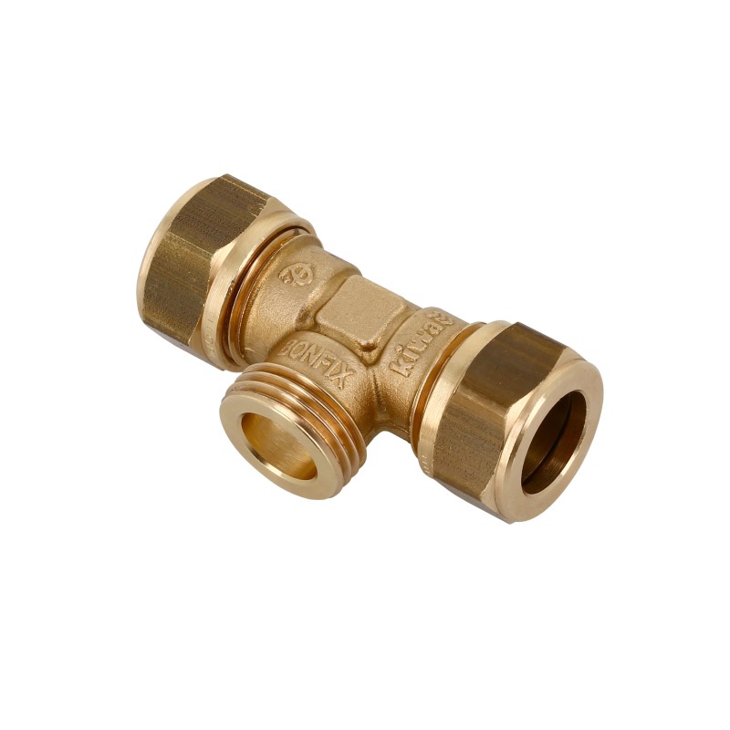 Messing knel t-stuk verlopend