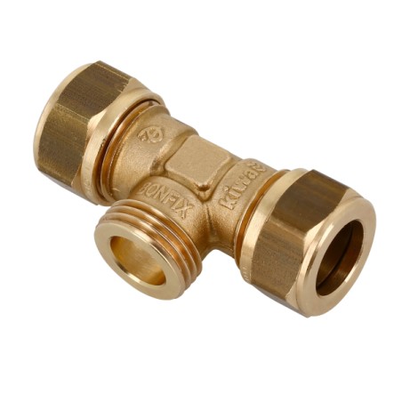 Messing knel t-stuk verlopend