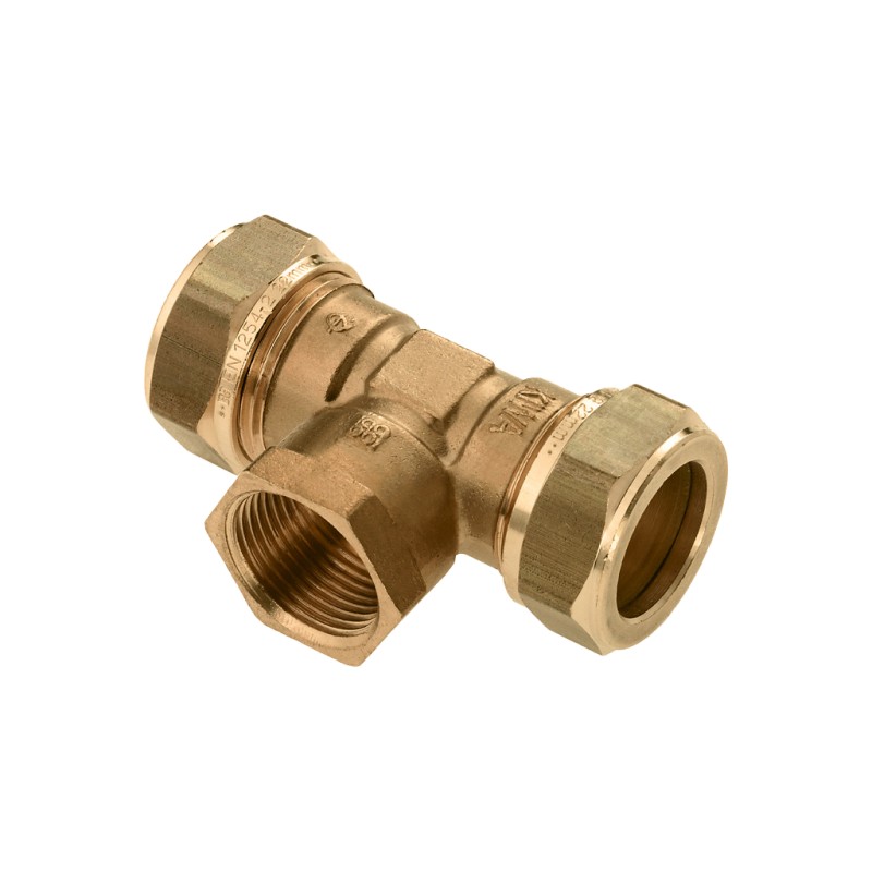 Messing knel t-stuk verlopend