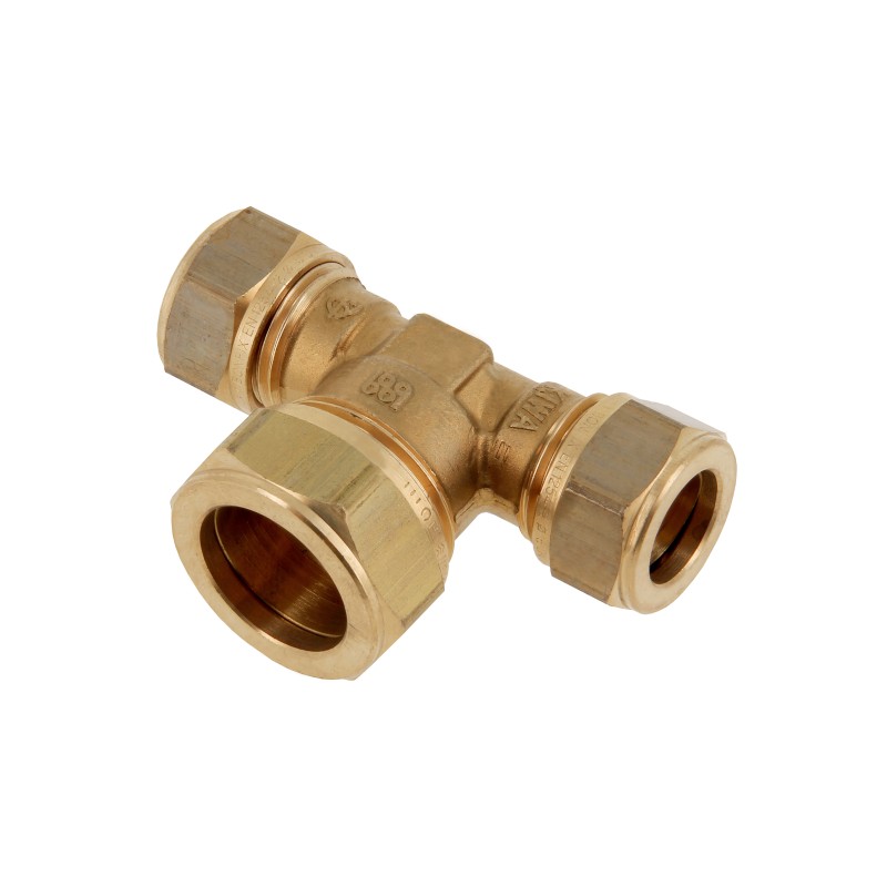 Messing knel t-stuk verlopend